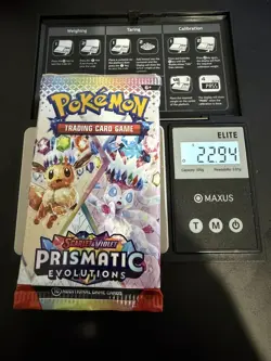 22.94g HEAVY Pokemon TCG Prismatic Evolution Booster Pack!Possible GOD/DEMI pack - Image 1