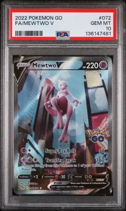 2022 POKEMON GO #072 FULL ART/MEWTWO V PSA 10 - Image 1