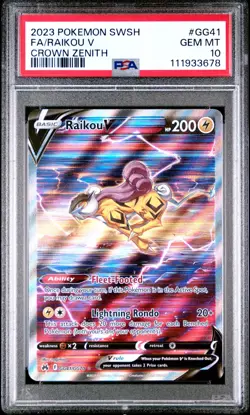 Pokemon Raikou V PSA 10 GEM ?? MINT GG41/GG70 Crown Zenith Galarian Gallery FA - Image 1
