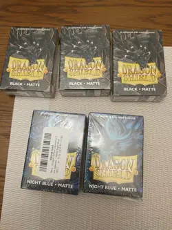 Japanese 60 ct Dragon Shield Sleeves YuGiOh Size X 5 (3 Black, 2 Blue) - Image 1