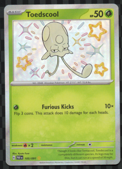 Toedscool 105/091 Paldean Fates Baby Shiny Holo Rare Pokemon Card TCG NM - Image 1
