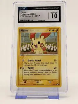 CGC Gem Mint 10 Plusle Pokemon Card 2004 Pop Series 1, Card # 13/17 Gem Mint 10 - Image 1