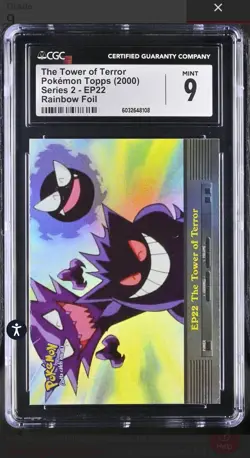 FIRST EDITION 2000 TOPPS POKEMON TV CARDS THE TOWER OF TERROR RAINBOW CGC 9 - Image 1