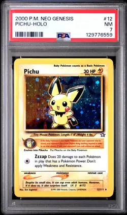 2000 POKEMON NEO GENESIS #12 PICHU-HOLO PSA 7 - Image 1