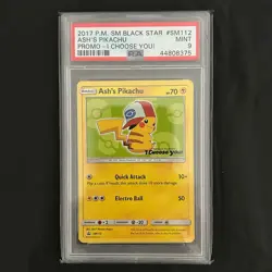 2017 POKEMON SM BLACK STAR PROMO SM112 ASH'S PIKACHU I CHOOSE YOU! PSA 9 MINT - Image 1