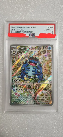 Pokemon Seismitoad 105/086 Illustration Rare Sv: Black Bolt PSA GEM MINT 10 - Image 1