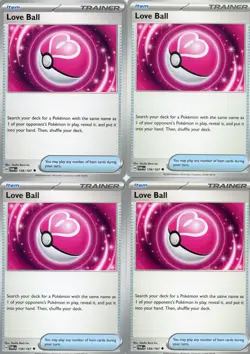 4x Pokemon TCG Love Ball Twilight Masquerade 156/167 Uncommon Playset - Image 1