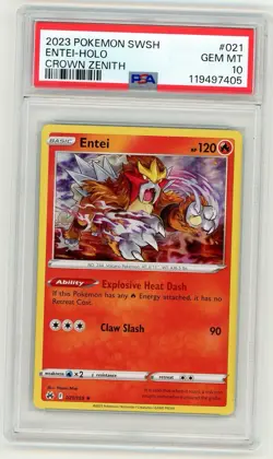 2023 Pokemon Crown Zenith Entei Holo #021 PSA 10 Gem Mint - Image 1
