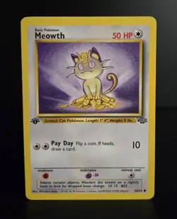 Pokemon TCG - MEOWTH - 1ST EDITION - 56/64 - WOTC - JUNGLE (1999) - VINTAGE - LP - Image 1