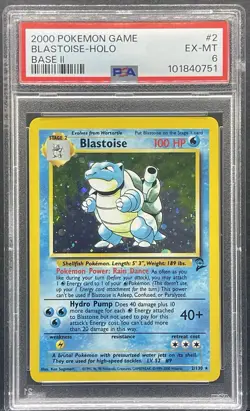 2000 POKEMON BASE SET 2 #2 BLASTOISE-HOLO PSA 6 - Image 1