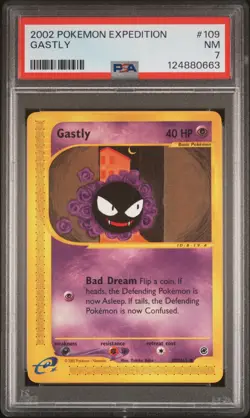 2002 POKEMON EXPEDITION #109 GASTLY PSA 7 - Image 1