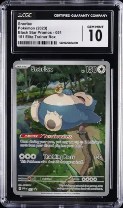 2023 POKEMON SVP BLACK STAR PROMO 151 ELITE TRAINER BOX #051 SNORLAX CGC 10 - Image 1