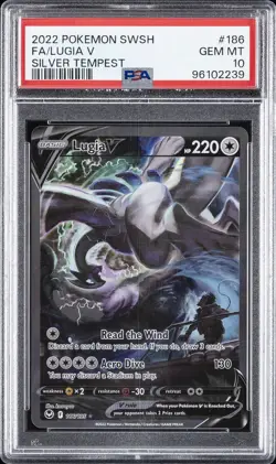 2022 POKEMON SWORD & SHIELD SILVER TEMPEST #186 FULL ART/LUGIA V PSA 10 - Image 1