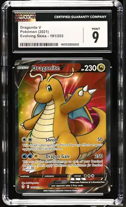 Dragonite V 191/203 Ultra Rare Holo Evolving Skies Pokemon CGC 9 Mint - Image 1