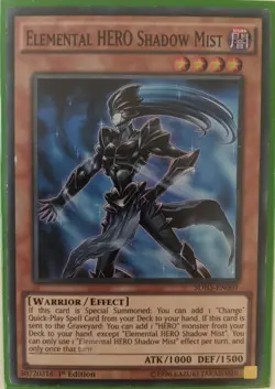 YuGiOh Elemental HERO Shadow Mist Super Rare 1st Edition SDHS-EN001 - Image 1
