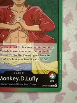 Monkey.D.Luffy OP01-003 Leader - Romance Dawn One Piece Card Unplayed - Image 3