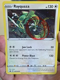 POKEMON RAYQUAZA SWSH029 BLACK PROMO STAR COSMOS WITH SWIRL HOLOFOIL NM CARD - Image 2