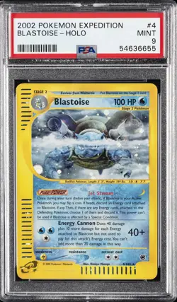 2002 POKEMON EXPEDITION #4 BLASTOISE-HOLO PSA 9 - Image 1