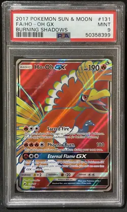 2017 Ho-Oh GX Holo 131/147 Full Art Burning Shadows Pokemon TCG PSA 9 - Image 1