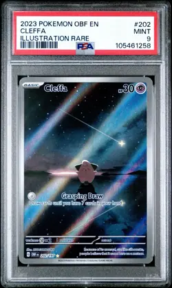 2023 POKEMON OBF EN-OBSIDIAN FLAMES ILLUSTRATION RARE #202 CLEFFA PSA 9 - Image 1