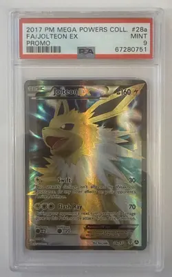 2017 Pokemon Mega Powers Collection Promo 28A Full Art Jolteon EX PSA 9 - Image 1