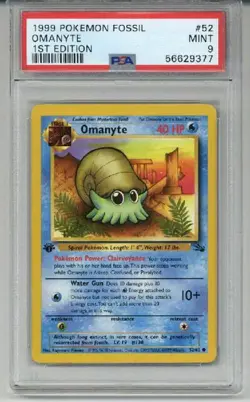 1999 POKEMON FOSSIL OMANYTE 1ST EDITION #52 CARD PSA 9 LOW POP VERY RARE - Image 1