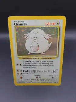 Pokemon Card Chansey 3/102 Base Set Holo Rare Unlimited Vintage HP - Image 1