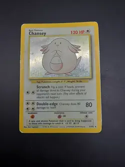 Pokemon Card Chansey 3/102 Base Set Holo Rare Unlimited Vintage HP - Image 2