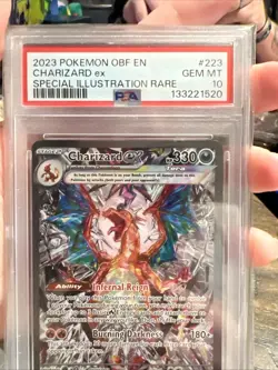 Pokemon TCG Obsidian Flames Charizard EX Card 223/197 Sir PSA 10 Gem Mint - Image 2