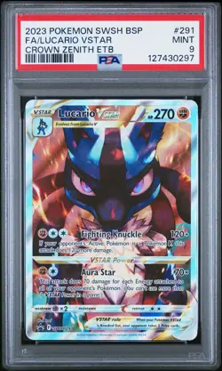 2023 POKEMON SWSH BLACK STAR PROMO #291 FULL ART/LUCARIO VSTAR PSA 9 - Image 1