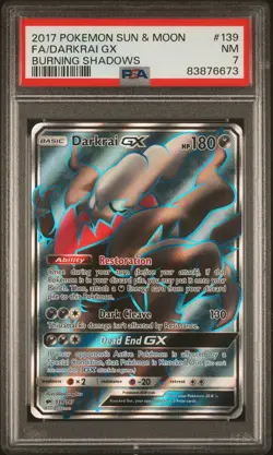 2017 Pokemon Sun & Moon Burning Shadows 139 Full Art Darkrai GX - PSA 7 - Image 1