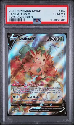 2021 Pokemon Evolving Skies Leafeon V #167/203 Alt Art Full Art PSA 10 GEM MINT - Image 1