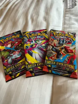Pokemon TCG: LOT OF THREE Mega Evolution Sleeved Booster Pack - Image 1