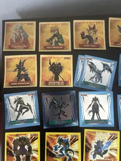 Yugioh Topps 1996 Peel & Stick Stickers Lot of 61 Gold and Silver Foil - Image 2