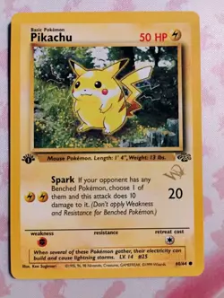 1999 Pokemon W Stamp 1st Edition Pikachu 60/64 Jungle Set WOTC Gold Promo Card - Image 1