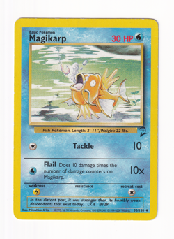 Magikarp 50/130 Base Set 2 Common Pokemon Card WOTC Vintage Heavy Played HP - Image 1