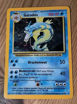 Pokemon TCG Garados Holo Base Set BS 6/102 Vintage Karte Deutsch, PLAYED - Image 1
