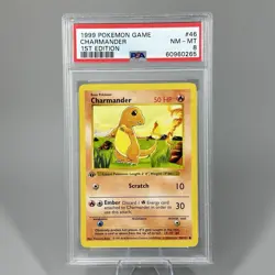 Pokemon 1999 Charmander 46/102 PSA 8 1st Edition Base Set WOTC - Image 1