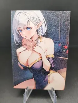 Anime Waifu White Hair Elf Card Doujin ACG Goddess - Image 1