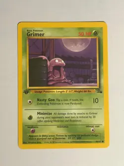 Pokemon Fossil Grimer 48/62 - 1st Edition Non-Holo - WOTC 1999 - NEVER PLAYED - Image 1