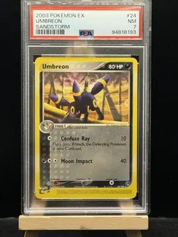 Umbreon 24/100 Rare Non Holo 2003 Pokemon EX Sandstorm PSA 7 NM - Image 1