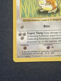 Pokemon TCG WoTC Raticate 040/102 Base Set (Shadowless) Vintage Lightly Played - Image 3