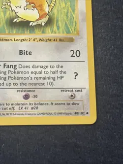 Pokemon TCG WoTC Raticate 040/102 Base Set (Shadowless) Vintage Lightly Played - Image 4