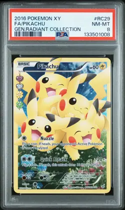 2016 POKEMON XY GENERATIONS RADIANT COLL #RC29 FULL ART/PIKACHU PSA 8 - Image 1