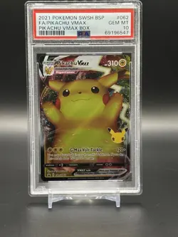 2021 POKEMON SWSH BLACK STAR PROMO PIKACHU VMAX BOX #SWSH062 PIKACHU VMAX PSA 10 - Image 1