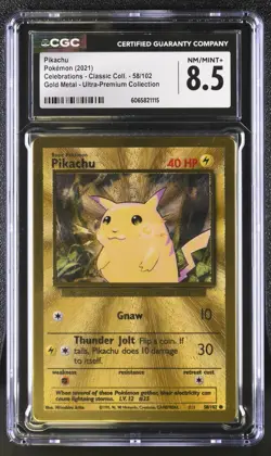2021 Pokemon Pikachu Celebrations Classic Gold Metal Card 058/102 Holo CGC 8.5 - Image 1