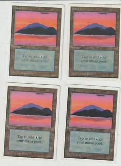 Lot x4 cartes ISLAND BASIC LAND UNLIMITED MAGIC MTG ENGLISH 1993 EX - Image 1