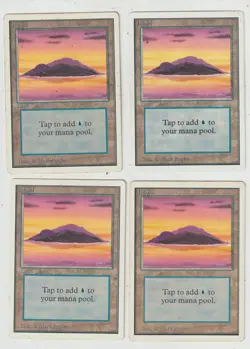 Lot x4 cartes ISLAND BASIC LAND UNLIMITED MAGIC MTG ENGLISH 1993 EX - Image 1