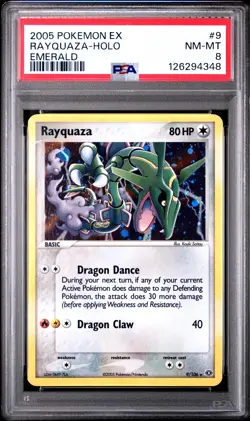 Pokemon Rayquaza 9/106 Holo EX Emerald PSA 8 - Image 1