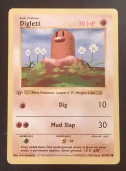 Diglett 1st Edition 54/102 Gray Stamp Error Ungraded LP Base Set Pokemon 1999 - Image 1